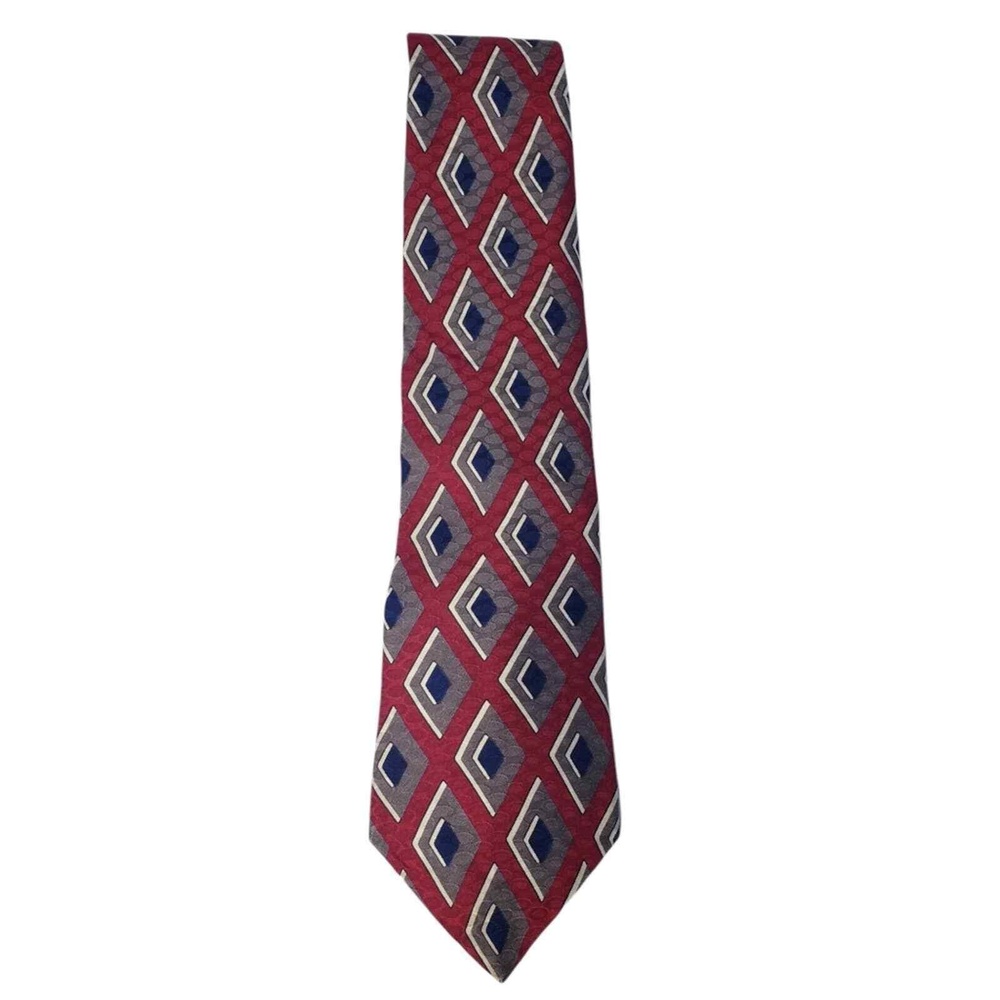 Oscar De La Renta 100% Silk Geometric Pattern Tie Made in USA